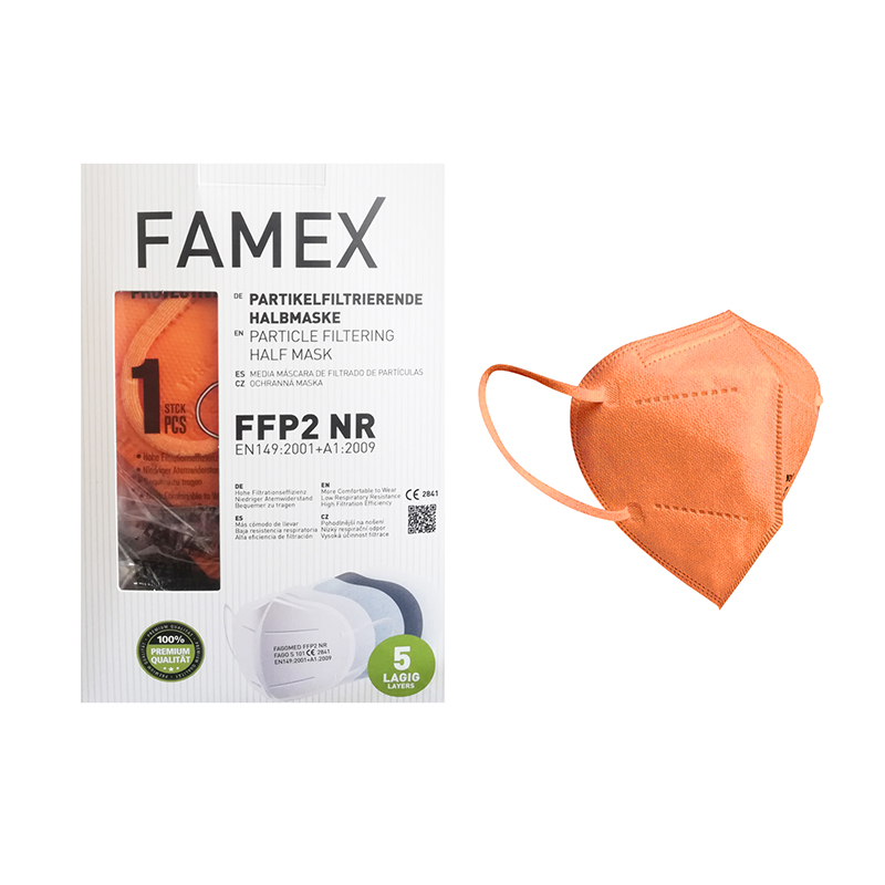 Famex FFP2 NR Particle Filtering Half Mask Πορτοκαλί 10τμχ