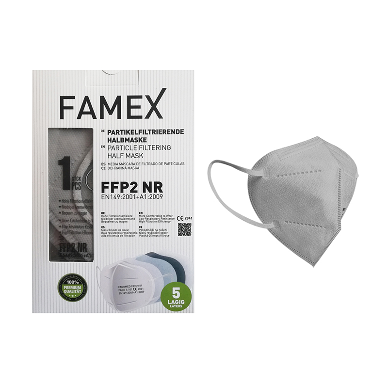 Famex FFP2 NR Particle Filtering Half Mask Γκρι 10τμχ